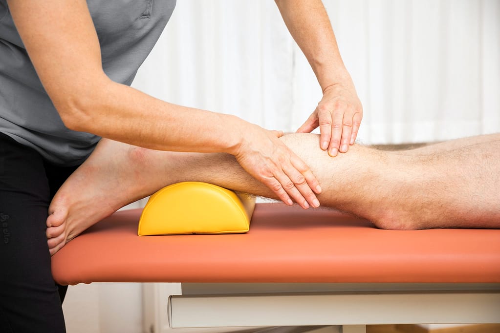 young man at the physio therapy